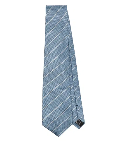 Tom Ford Striped Tie In Blue