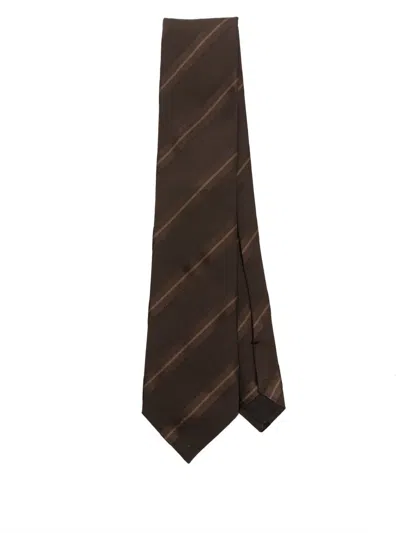 Tom Ford Striped Tie In Brown