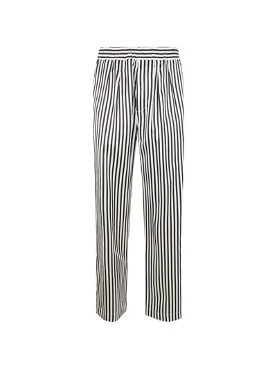 Tom Ford Fluid Silk Baton Stripe Pleated Piping Lounge Pants In Black