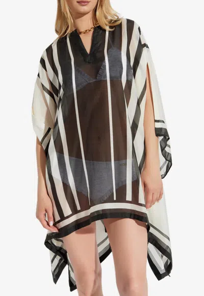 Tom Ford Striped V-neck Beach Dress In Black