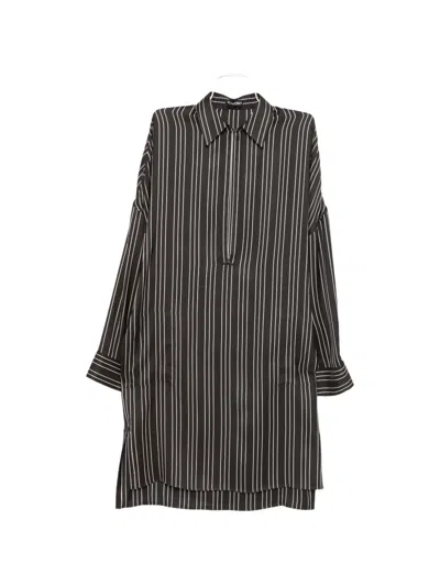 Tom Ford Striped V-neck Dress In Black