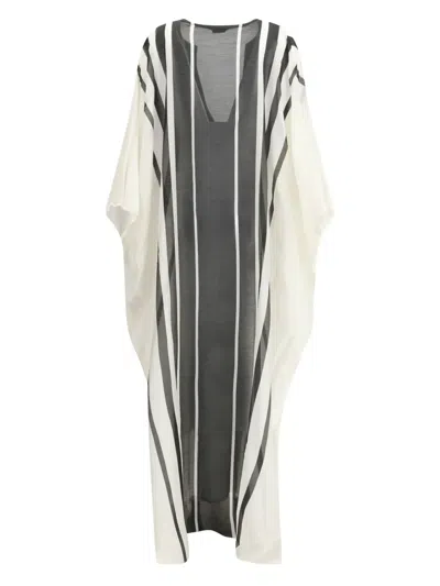 Tom Ford Striped V-neck Maxi Dress In Green