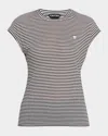 Tom Ford Striped Viscose Cap-sleeve T-shirt In Multi