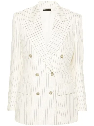 TOM FORD STRIPED WALLIS DOUBLE BREASTED JACKET
