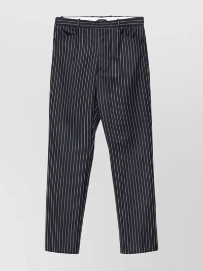Tom Ford Striped Wool Trousers Featuring Pockets In Blue