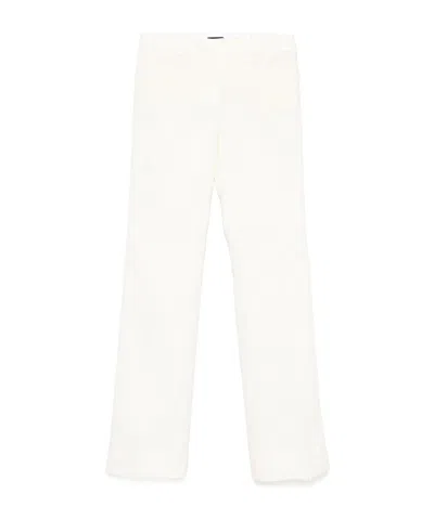 Tom Ford Striped Wool-blend Straight-leg Trousers In White
