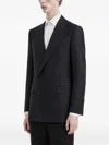 Tom Ford Stripe-pattern Double-breasted Blazer In Black