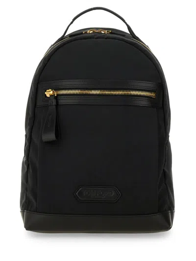 Tom Ford Structured Black Backpack With Iconic Logo