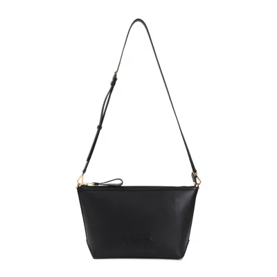 Tom Ford Structured Calf Leather Clutch With Detachable Strap In Black