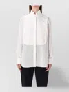Tom Ford Structured Cotton Shirt Featuring Pleated Bib In White