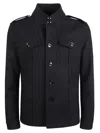 Tom Ford Structured High Collar Coat With Epaulets In Black