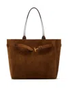 Tom Ford Structured Suede Bag With Distinctive Buckle Detail In Brown