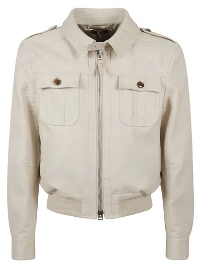Tom Ford Structured Zip-front Coat With Ribbed Texture