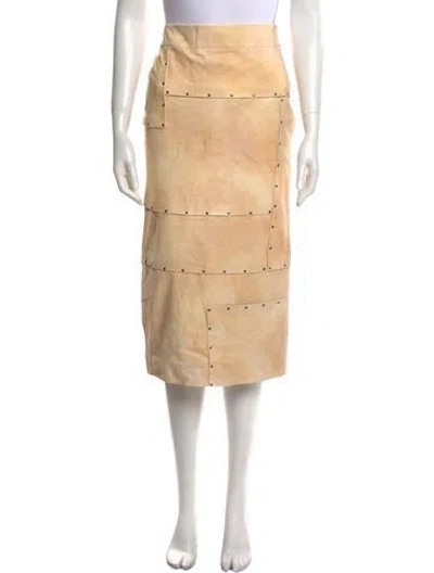 Pre-owned Tom Ford Studded Accents Midi Length Skirt In Neutral
