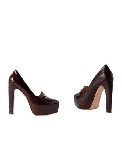 Tom Ford Studded Leather Platform High Heels In Burgundy