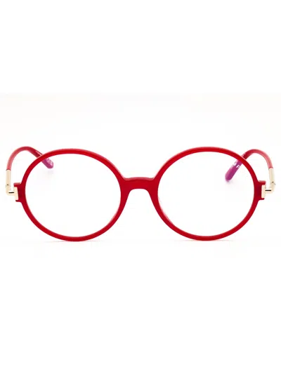 Tom Ford Stylish Acetate Round Women's Eyeglasses In Red