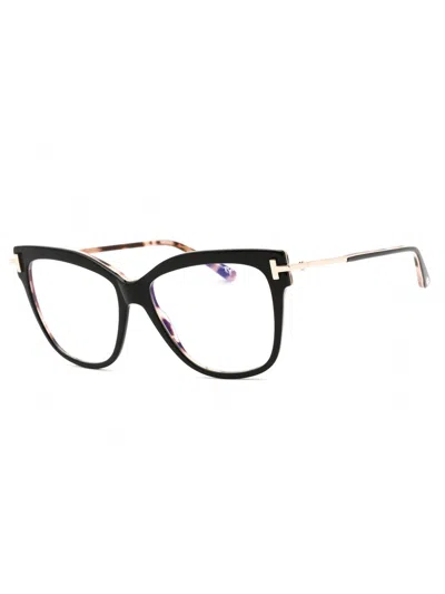 Tom Ford Stylish Rectangular Women's Eyeglasses With Blue-light Block Lens (54mm) In Black
