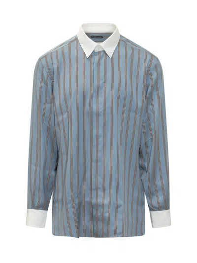 Tom Ford Stylish Striped Mini Shirt With Unique Collar In Blue