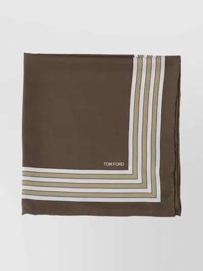 Tom Ford Stylish Striped Square Scarf Pattern In Brown