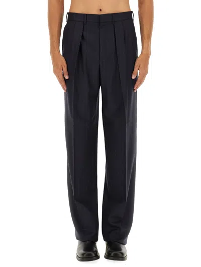 Tom Ford Subtle Pinstripe Double Pleat Pant In Blue