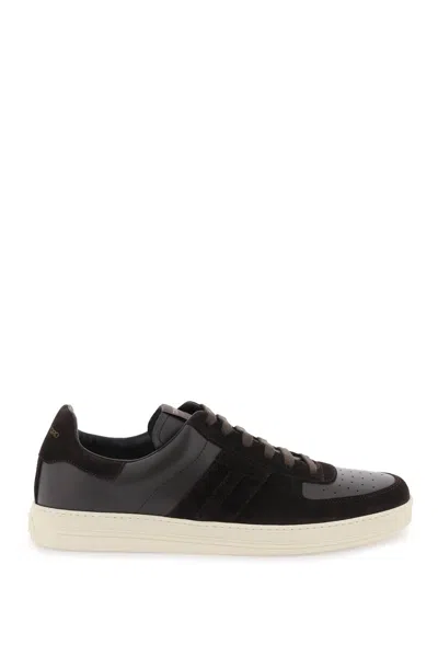 Tom Ford Suede And Leather Radcliffe Sneakers In Brown Cream (brown)