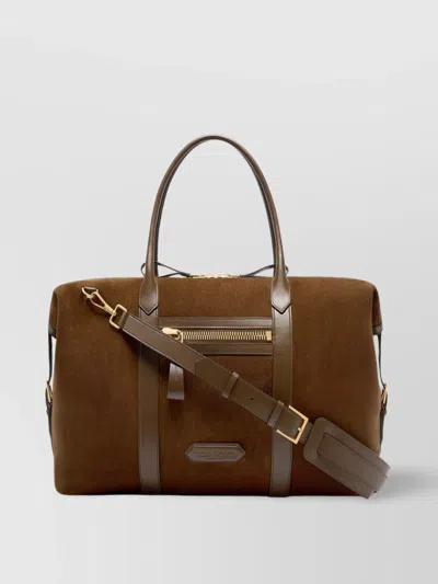 TOM FORD SUEDE AND LEATHER TRAVEL BAG