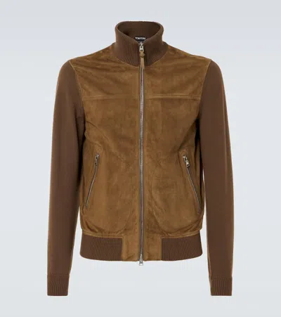 Tom Ford Suede And Wool Jacket In Brown