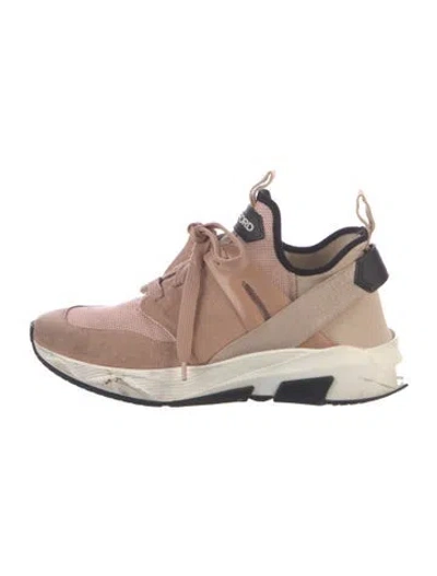 Pre-owned Tom Ford Suede Athletic Sneakers In Neutrals/pink