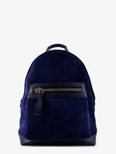 Tom Ford Suede Backpack With Maxi Zip On The Front In Black