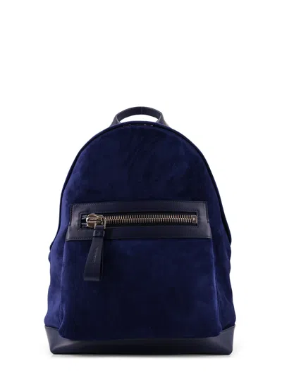 Tom Ford Suede Backpack With Maxi Zip On The Front In Purple
