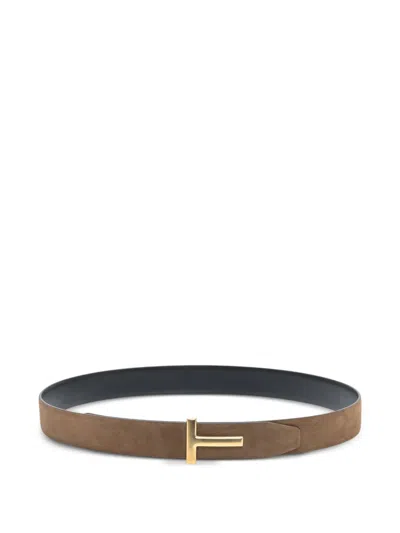 Tom Ford Brown Logo Buckle Belt