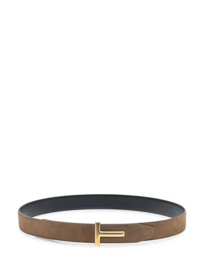 Tom Ford Suede Belt In Classic Style In Brown