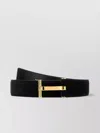 Tom Ford Suede Belt With Gold-tone Buckle And Multiple Holes In Black