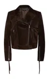 Tom Ford Suede Biker Jacket In Brown