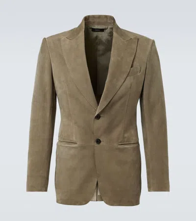 Tom Ford Suede Blazer In Green