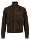 Tom Ford Mens Deep Brown Funnel-neck Ribbed-sleeve Suede And Wool Jacket In Brown