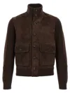 Tom Ford Mens Deep Brown Funnel-neck Ribbed-sleeve Suede And Wool Jacket In Brown