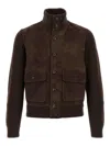 Tom Ford Mens Deep Brown Funnel-neck Ribbed-sleeve Suede And Wool Jacket In Brown