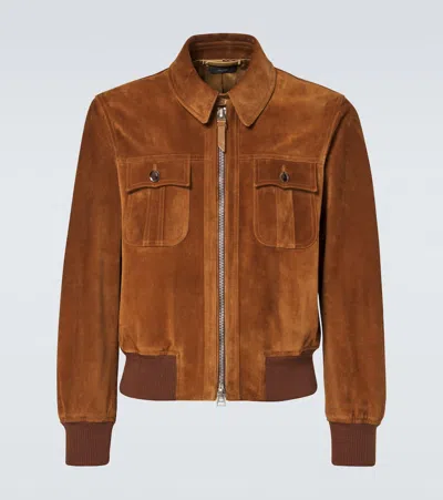 Tom Ford Suede Blouson In Brown