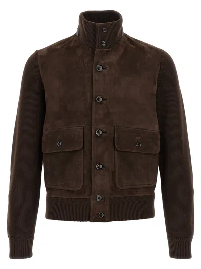 Tom Ford Suede Blouson Casual Jackets And Parka Brown