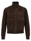 Tom Ford Mens Deep Brown Funnel-neck Ribbed-sleeve Suede And Wool Jacket In Brown