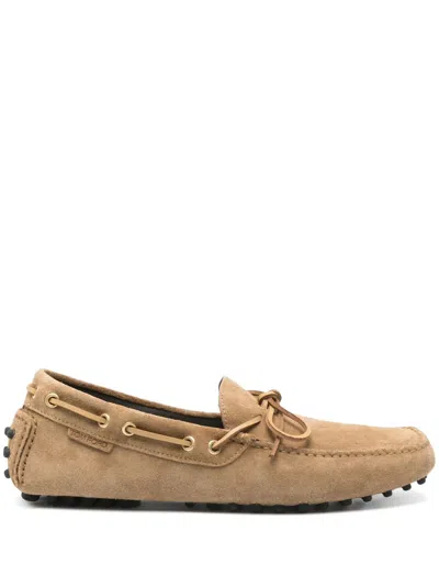 Tom Ford Suede Boat Shoes In Nude