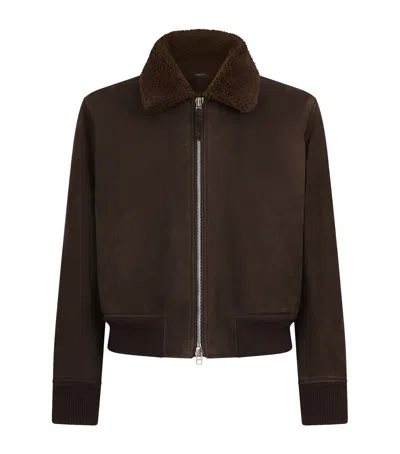 Tom Ford Suede Bomber Jacket In Brown