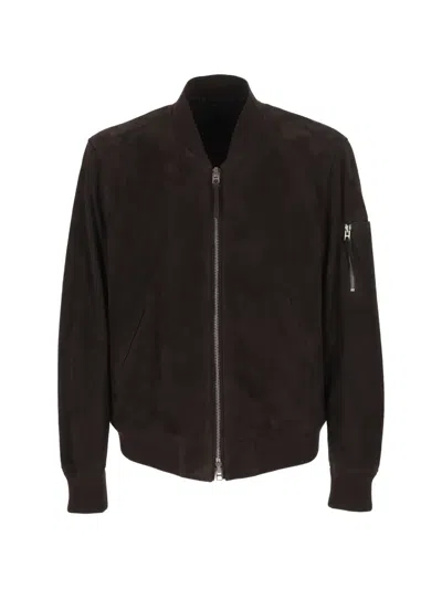 Tom Ford Suede Bomber Jacket In Brown