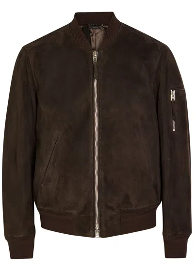 Tom Ford Suede Bomber Jacket In Brown
