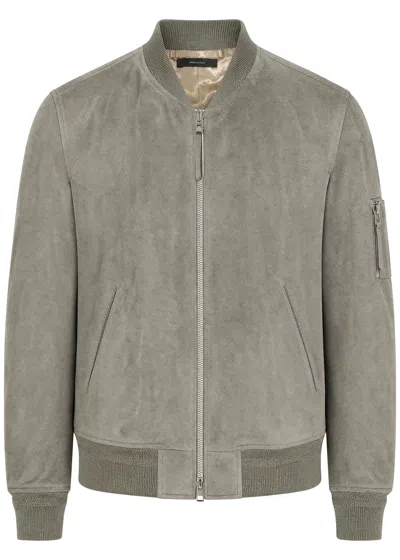 Tom Ford Suede Bomber Jacket In Gray