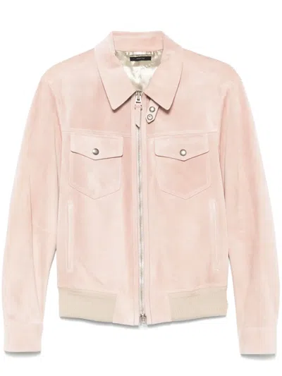 Tom Ford Suede Bomber Jacket In Pink