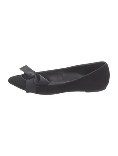 Pre-owned Tom Ford Suede Bow Accents Ballet Flats In Black