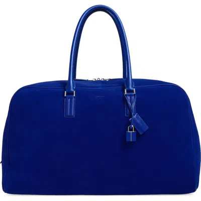 Tom Ford Suede Bowling Bag In Blue