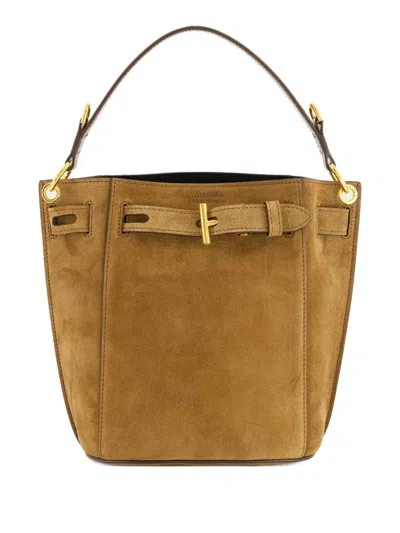Tom Ford Suede Bucket Bag In Brown